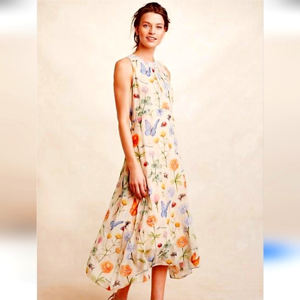 Anthropologie Pankaj & Nidhi Floral and Insect Maxi Dress View 2